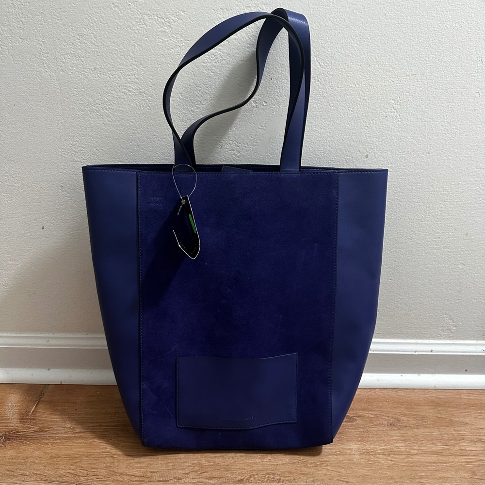 French Connection | Purple Faux Leather Suede Paneled Tote Bag Shoulder Purse